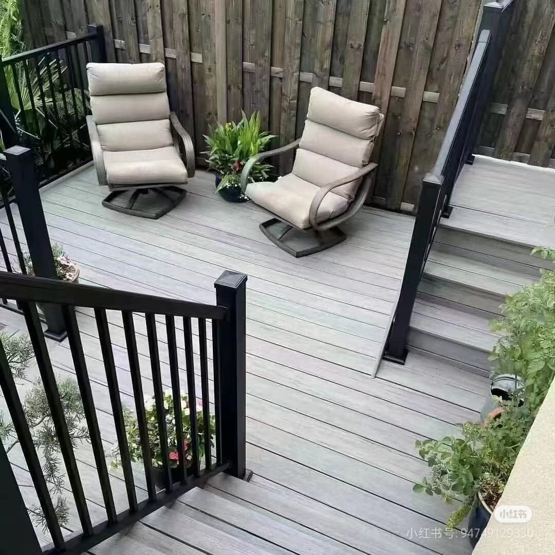 Modern WPC composite deck installed on an outdoor patio